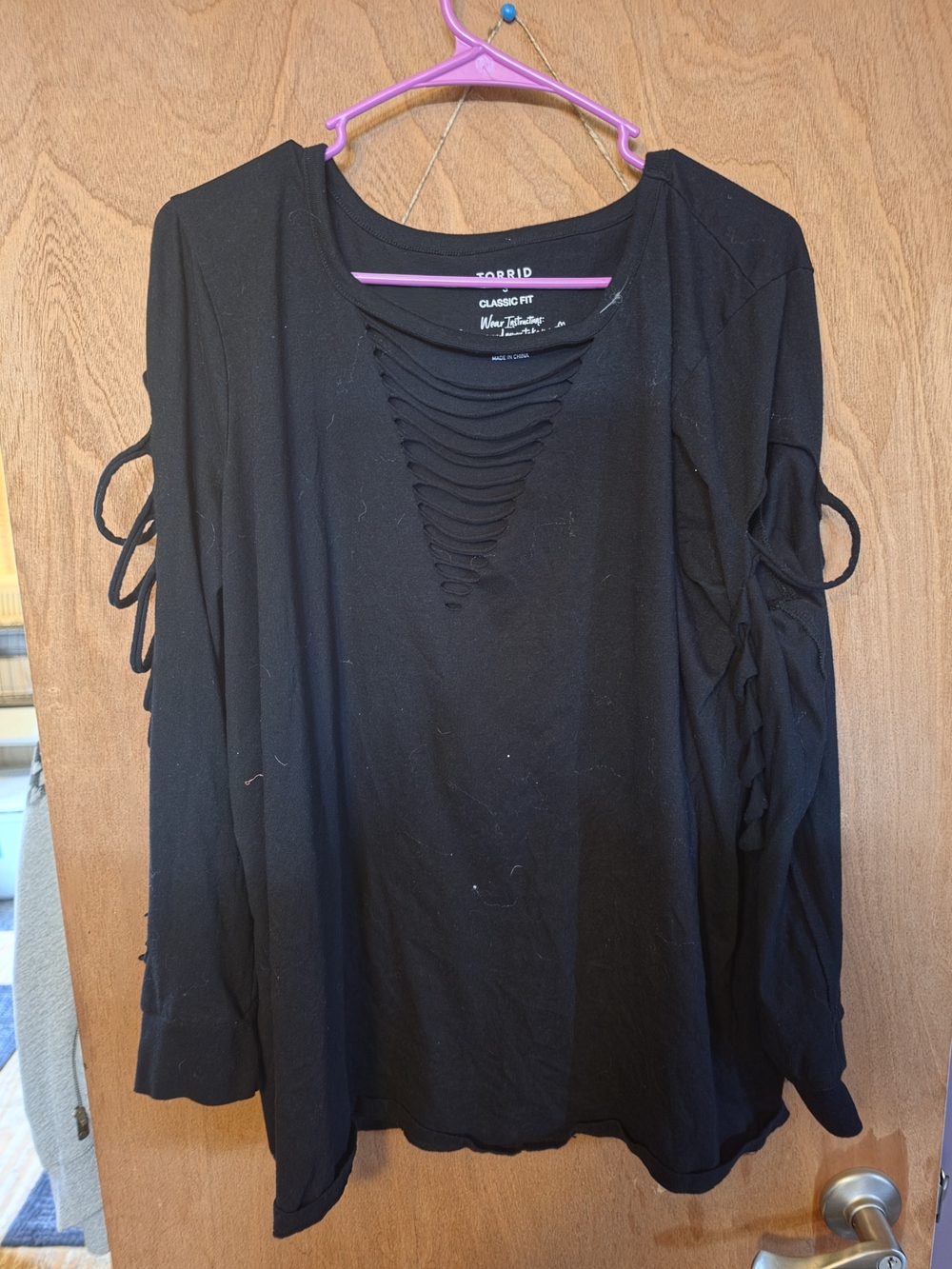 torrid Black Long Sleeve Ladder-Front Top with Side Tie Sleeves